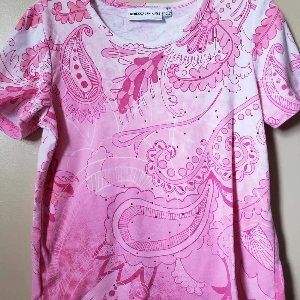 Printed top with tiny jewel detail